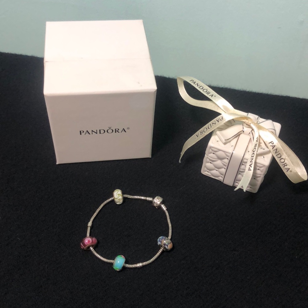 Pandora Moments Snake Chain with 4 Charms&Gift Box